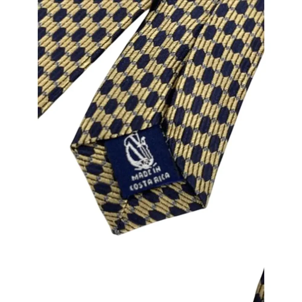 Nautica Tie Gold Navy Geometric Pattern Accent Necktie NWT 57”X4”